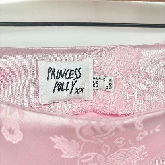 Princess Polly Light Pink Floral Blossom Satin Mini Skirt Size 0 - Picture 4 of 4